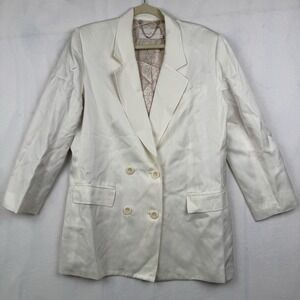 Ginger & Smart White Double Breasted Blazer Size 16‎ Structured Rayon